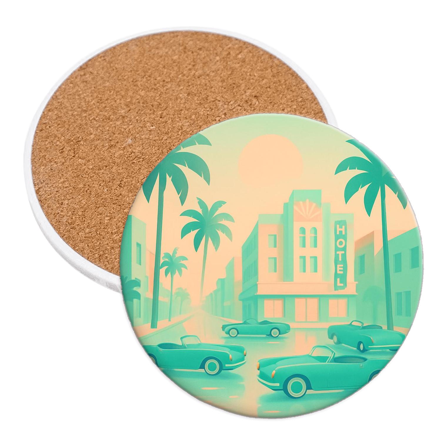 Pastel Miami Boulevard coasters for home decor