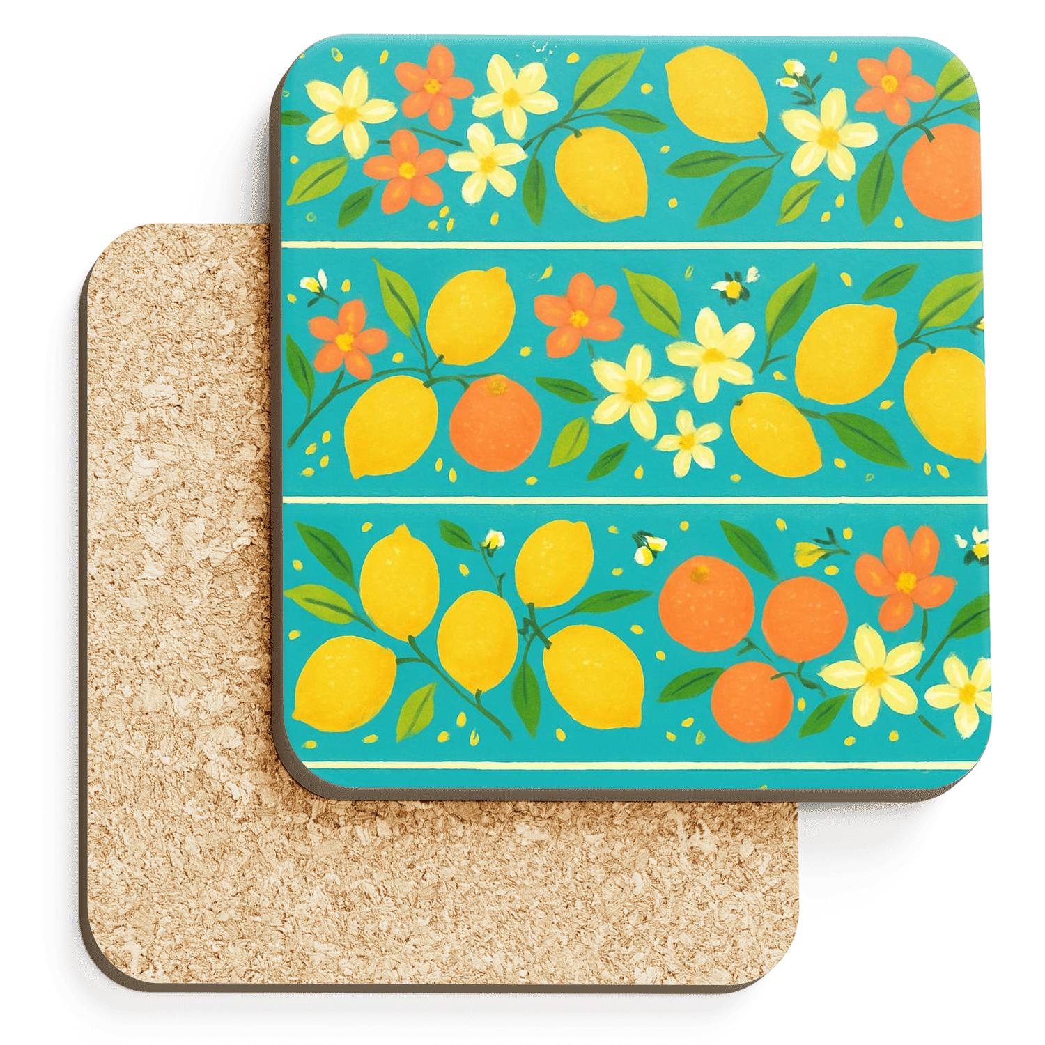 Citrus Blossom Stripes decorative beverage coasters