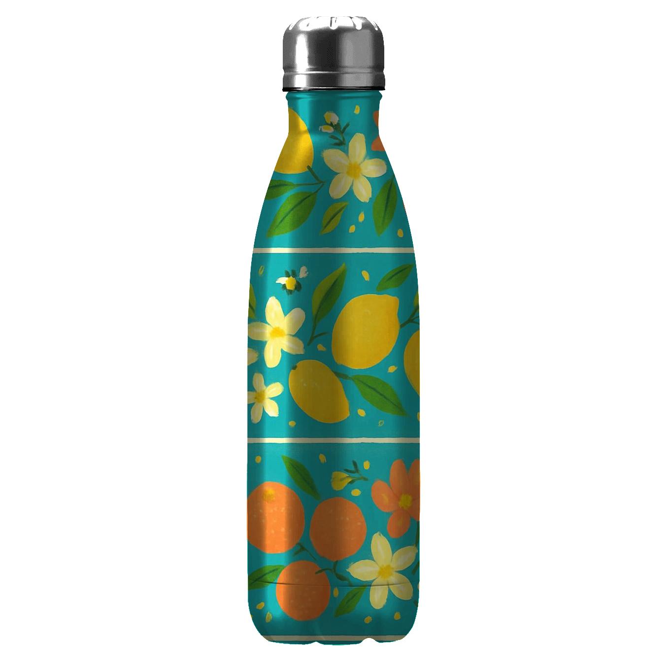 Citrus Blossom Stripes water bottles with lids