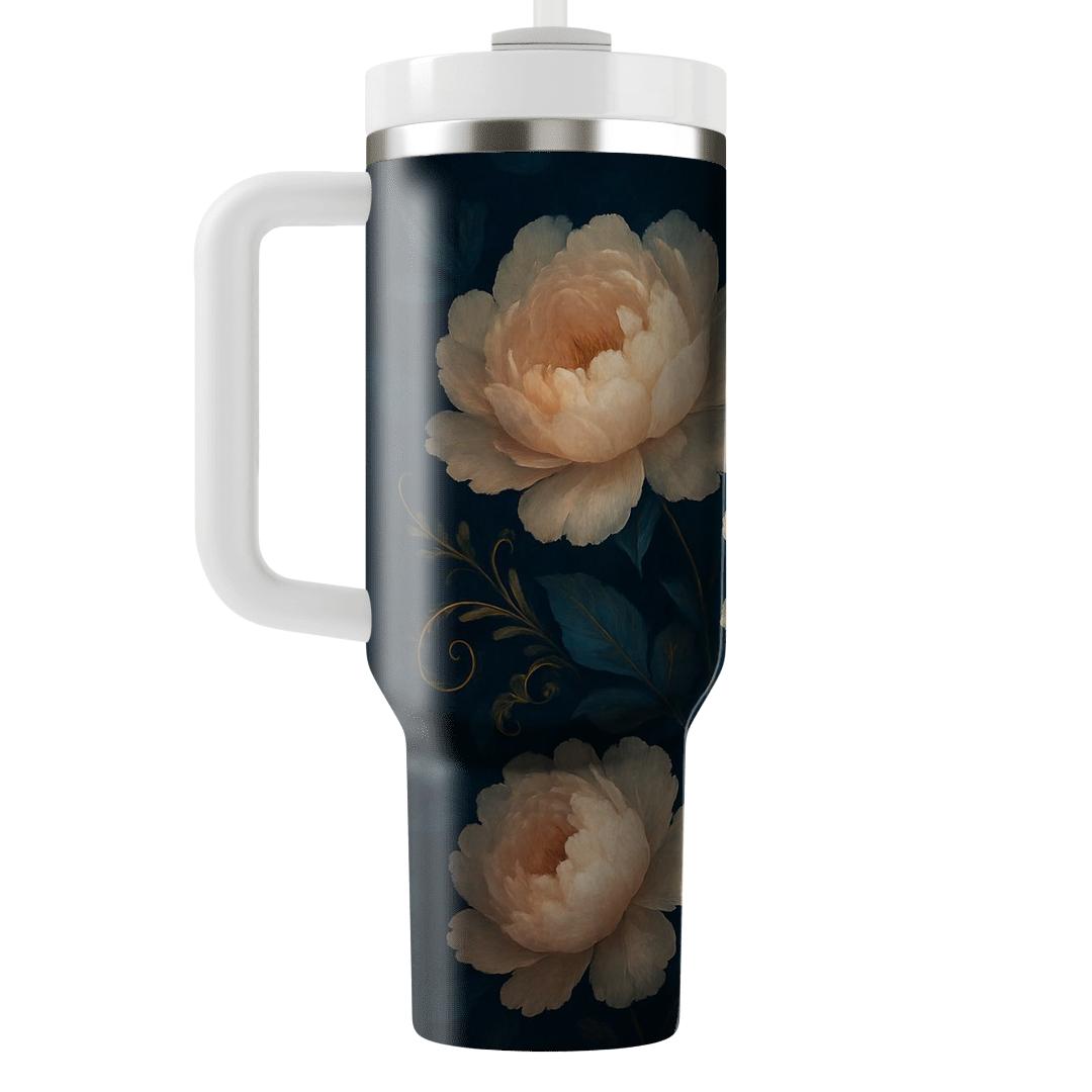Midnight Peony Mirage personalized tumblers
