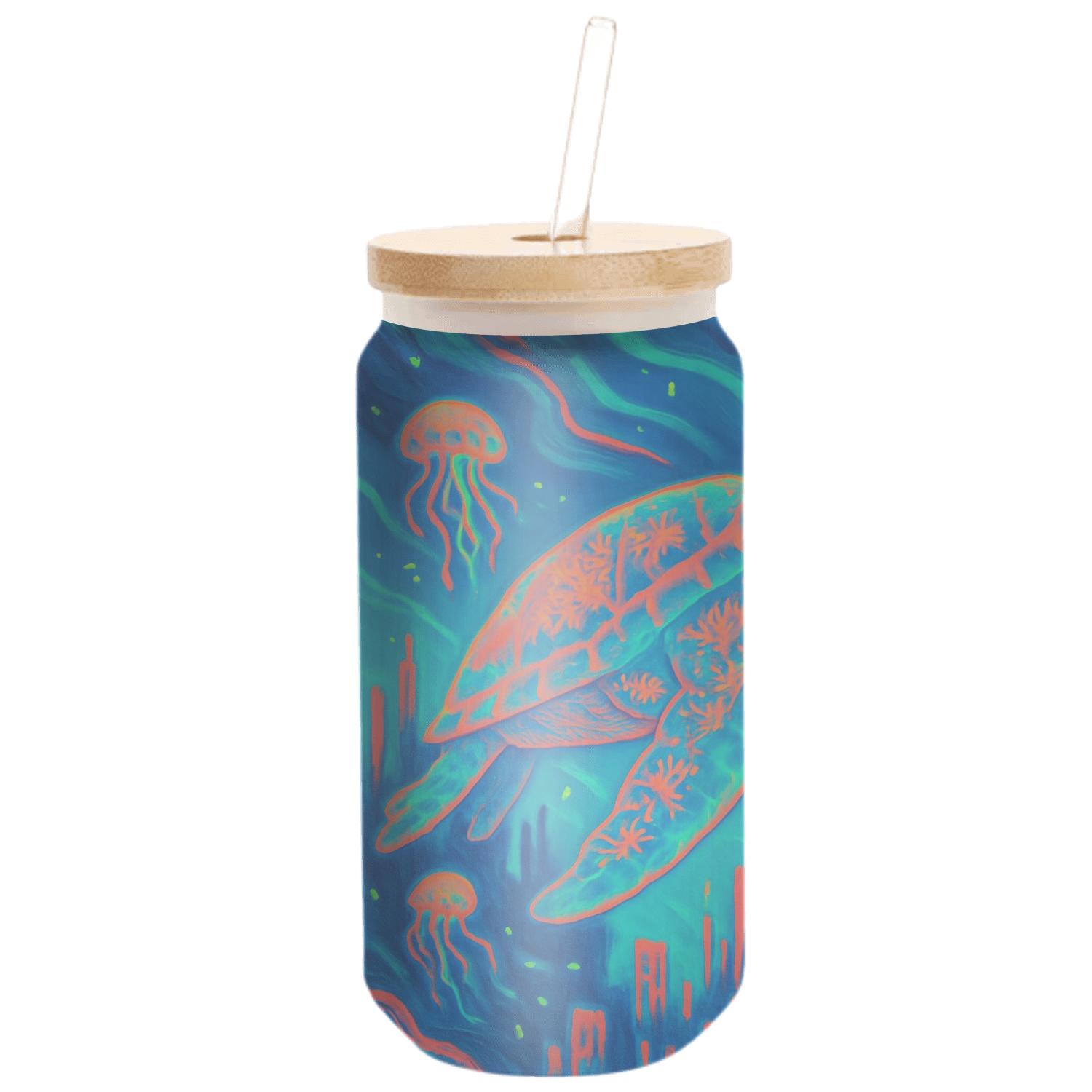 Neon Reef Turtle glassware drinkware