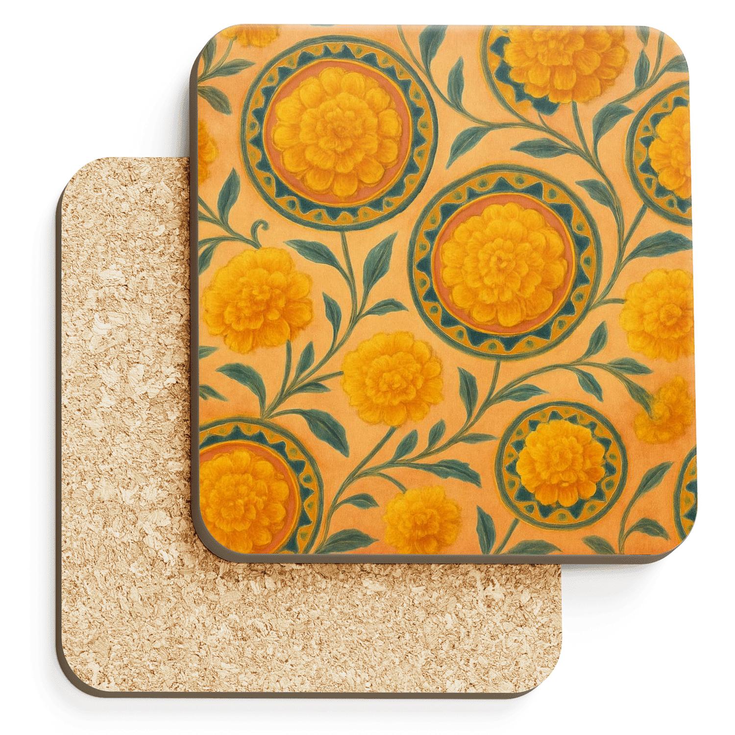 Sunrise Marigold Tapestry elegant tabletop coasters