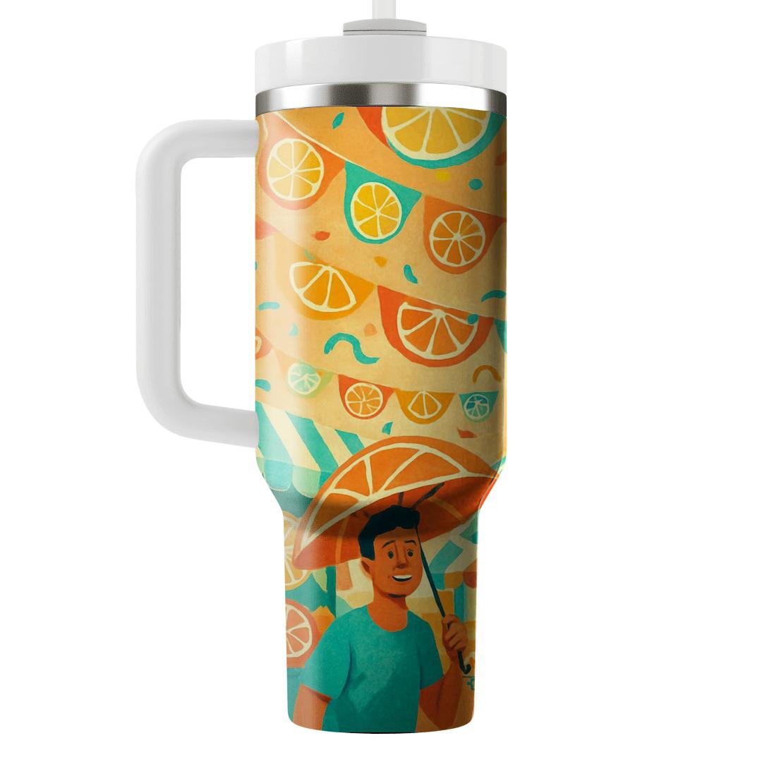 Sunlit Citrus Carnival tumblers with lids