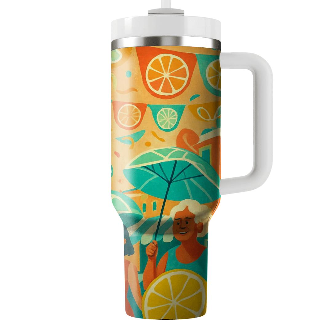 Sunlit Citrus Carnival tumblers with lids