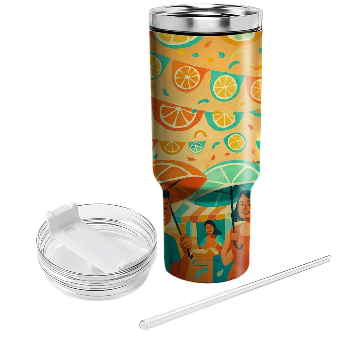 Sunlit Citrus Carnival tumblers with lids