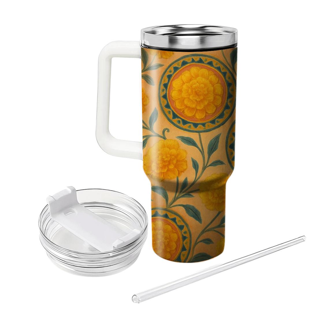 Sunrise Marigold Tapestry unique tumblers