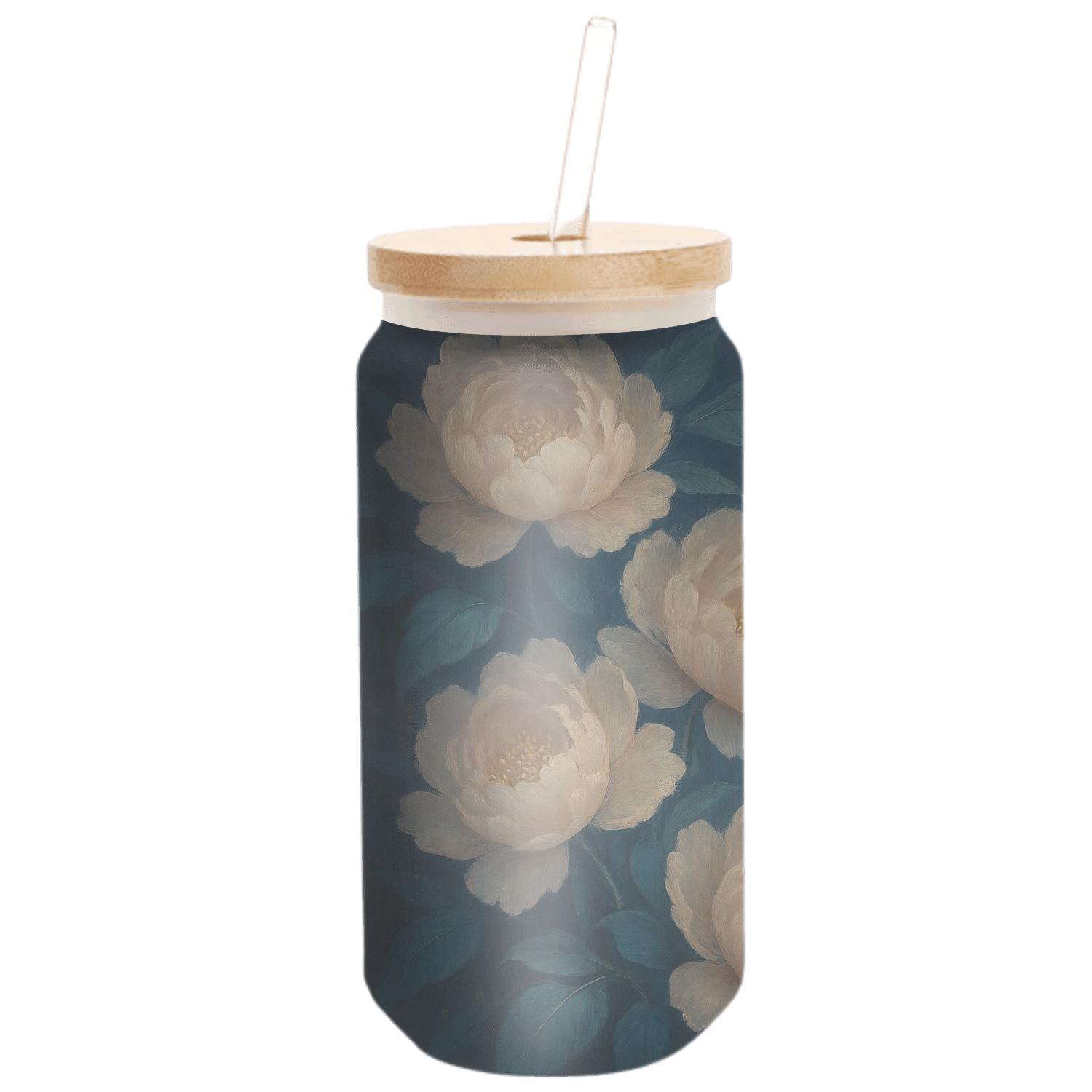 Midnight Peony Cascade artisan blown glass drinkware