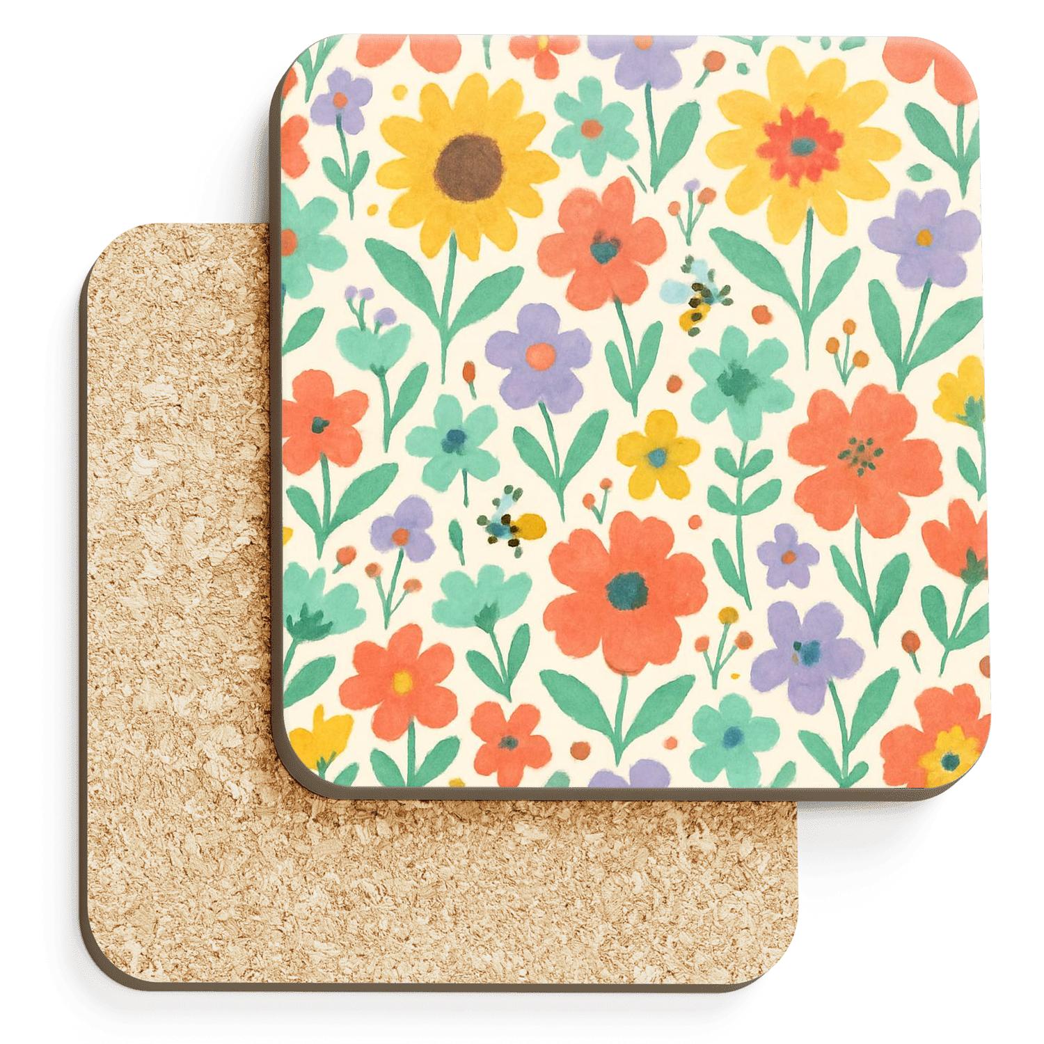 Sunlit Meadow Mosaic cork coaster sets
