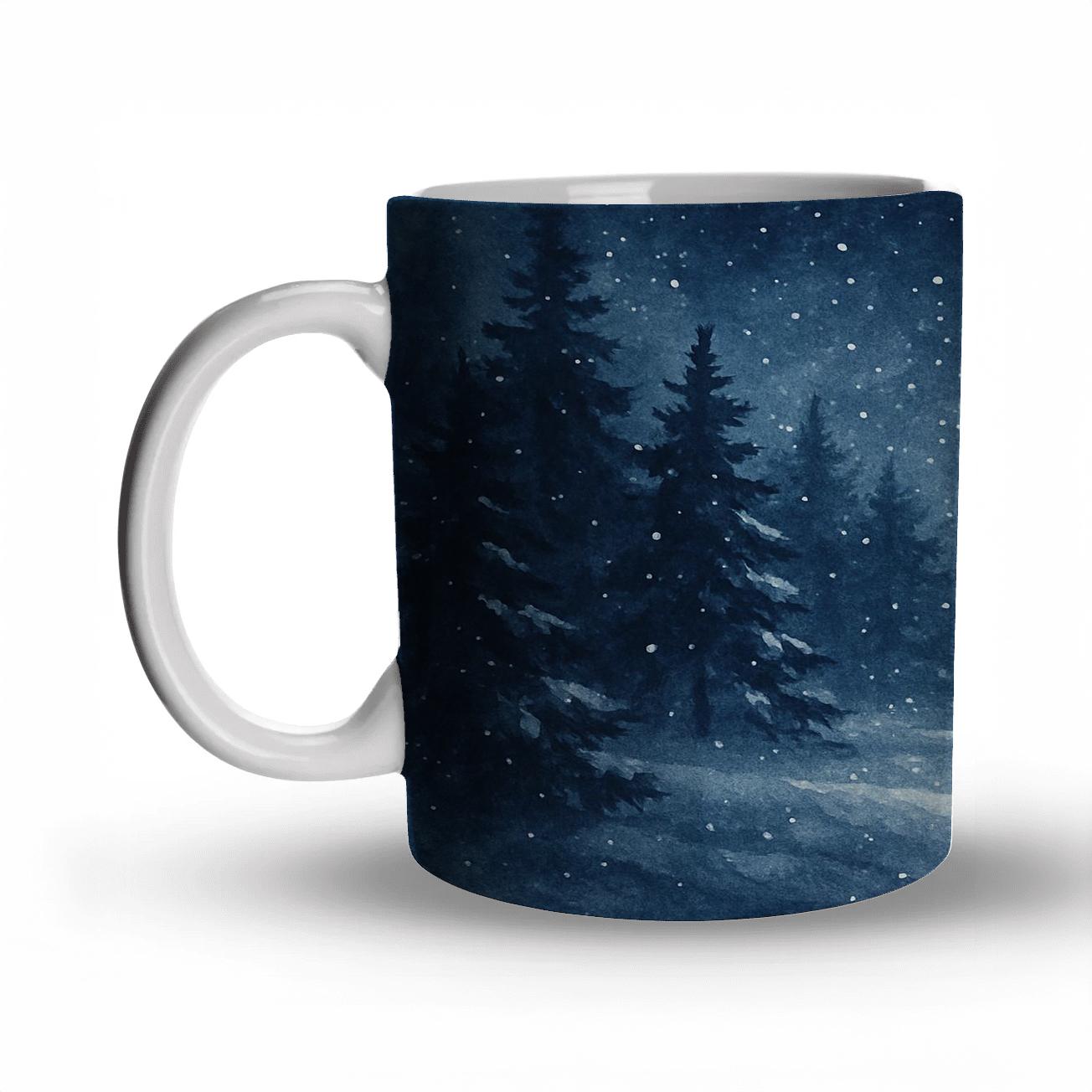 Midnight Snowfall Serenity custom printed mugs