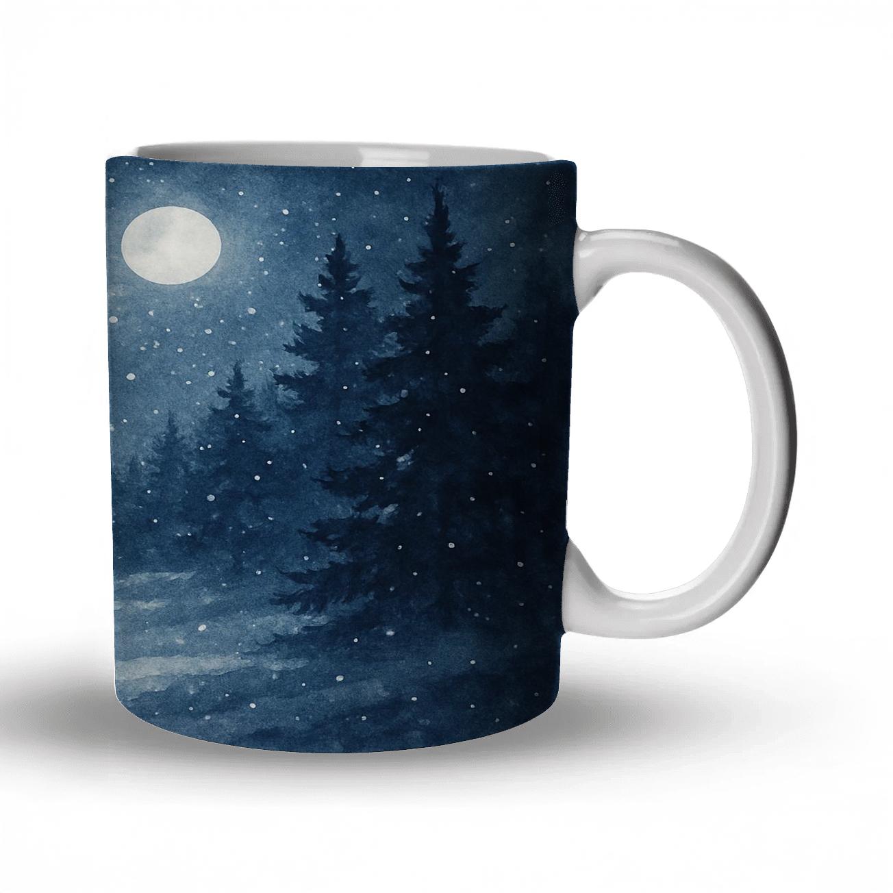 Midnight Snowfall Serenity custom printed mugs