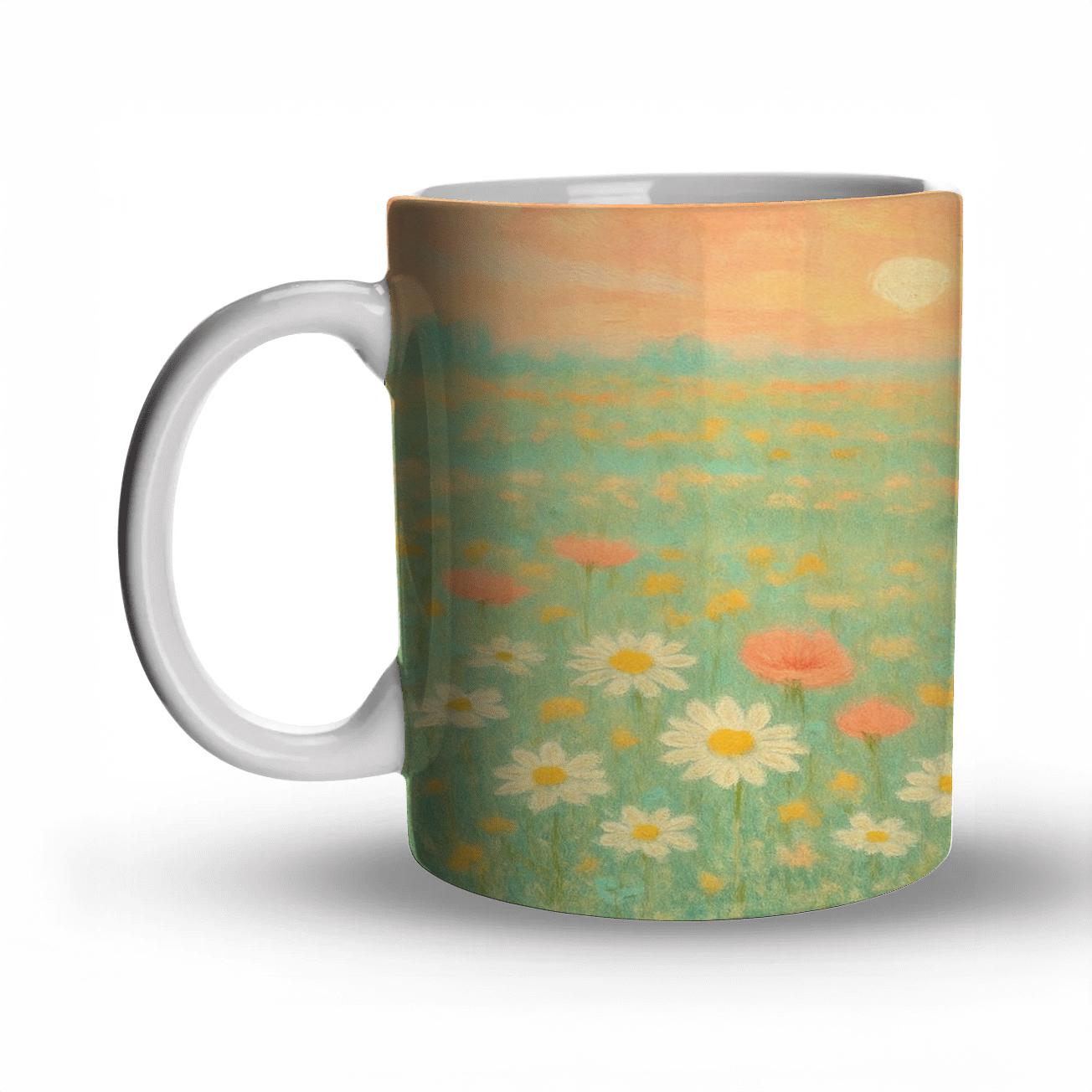Sunrise Meadow Stripe travel mugs with handles