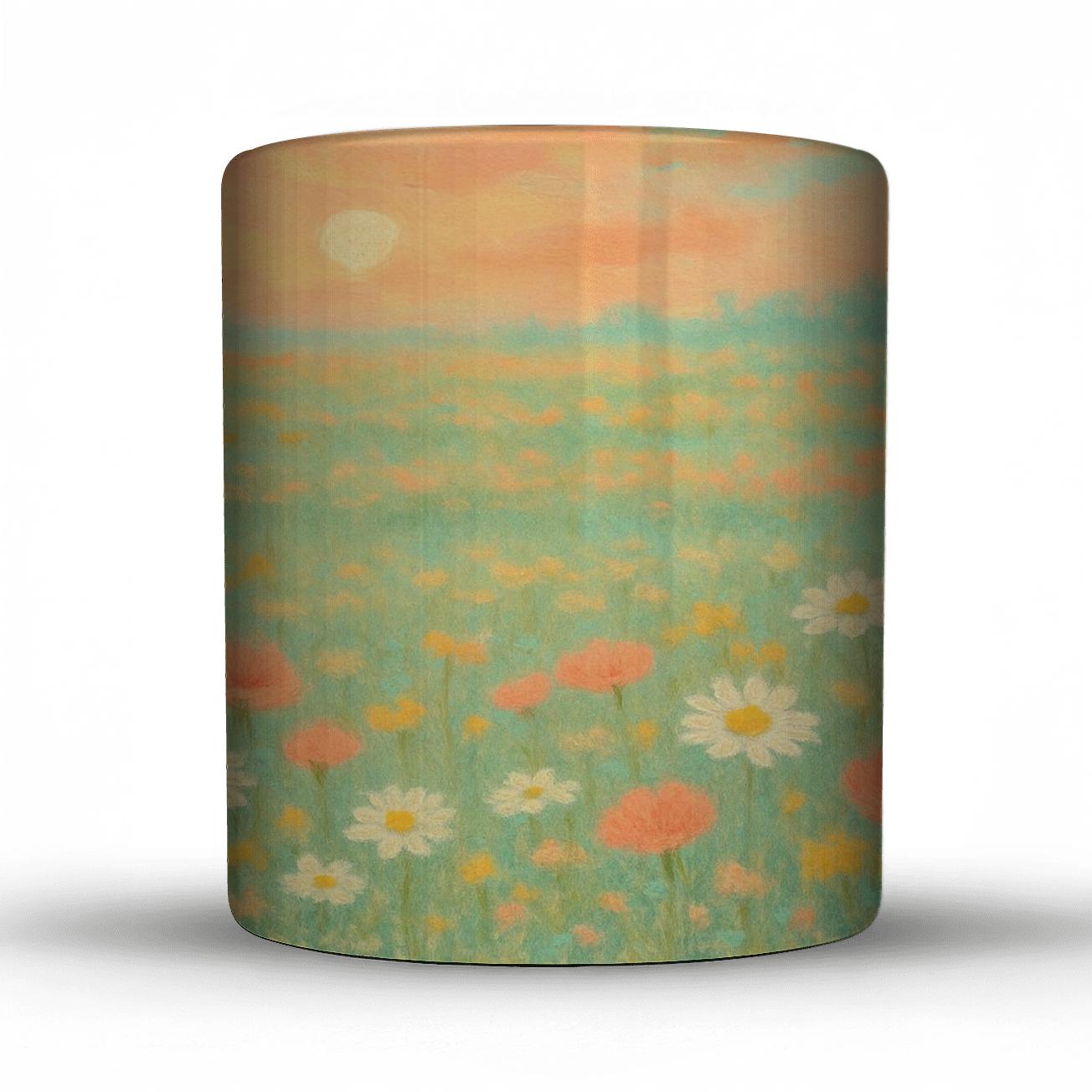 Sunrise Meadow Stripe travel mugs with handles