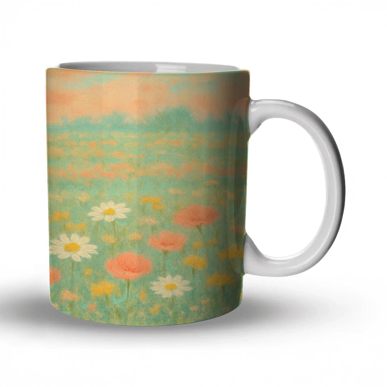 Sunrise Meadow Stripe travel mugs with handles