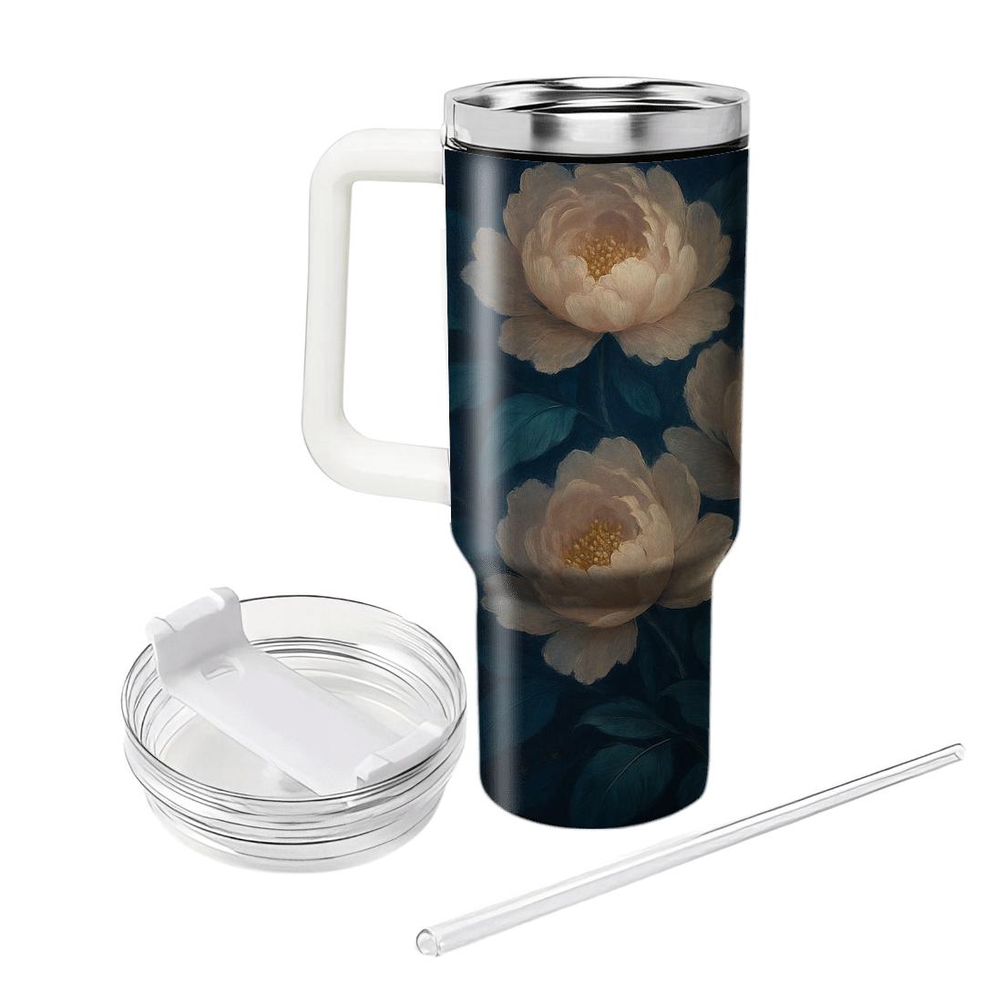 Midnight Peony Cascade travel tumblers