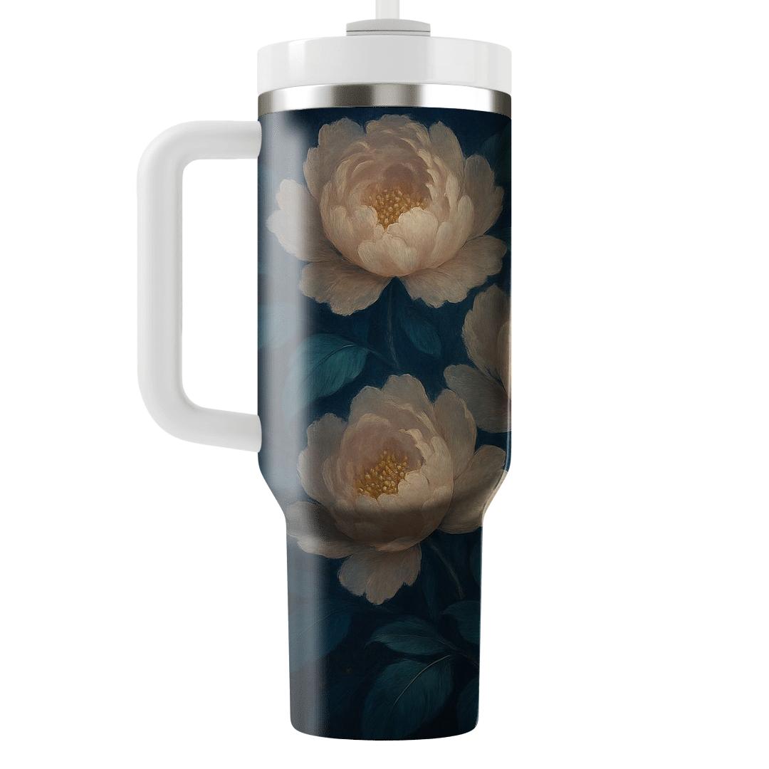 Midnight Peony Cascade travel tumblers