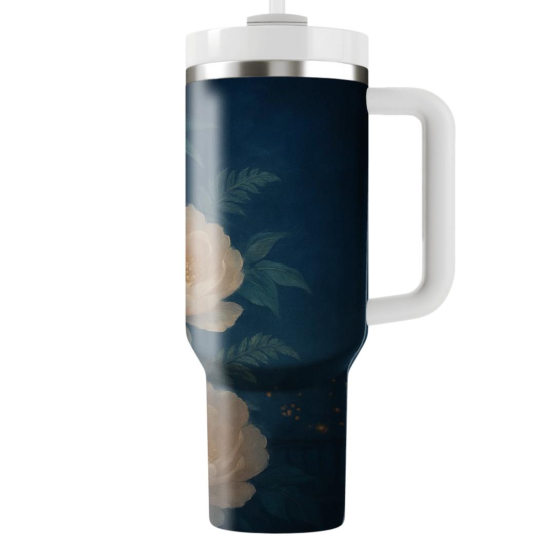 Midnight Peony Cascade travel tumblers
