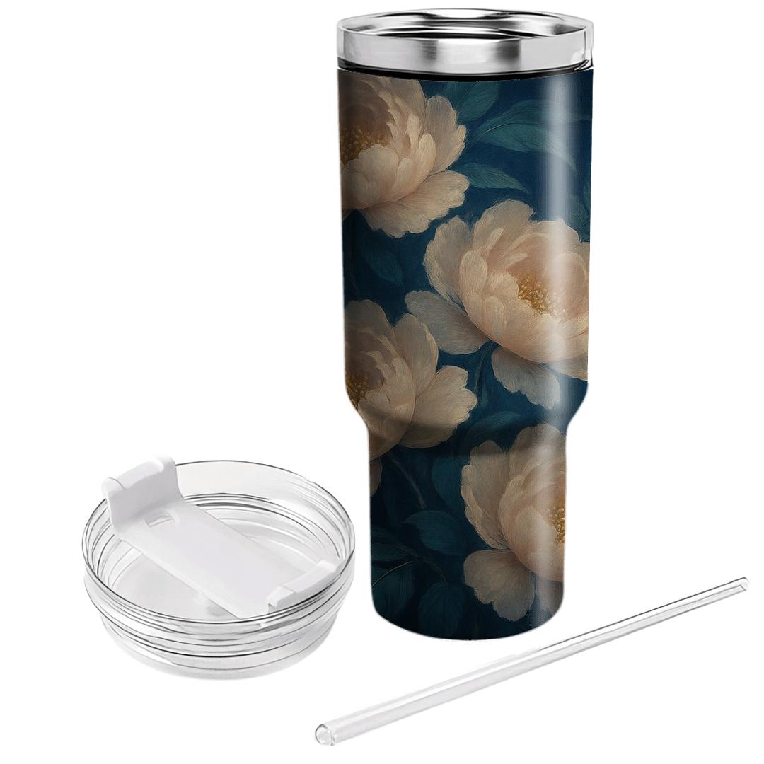 Midnight Peony Cascade travel tumblers