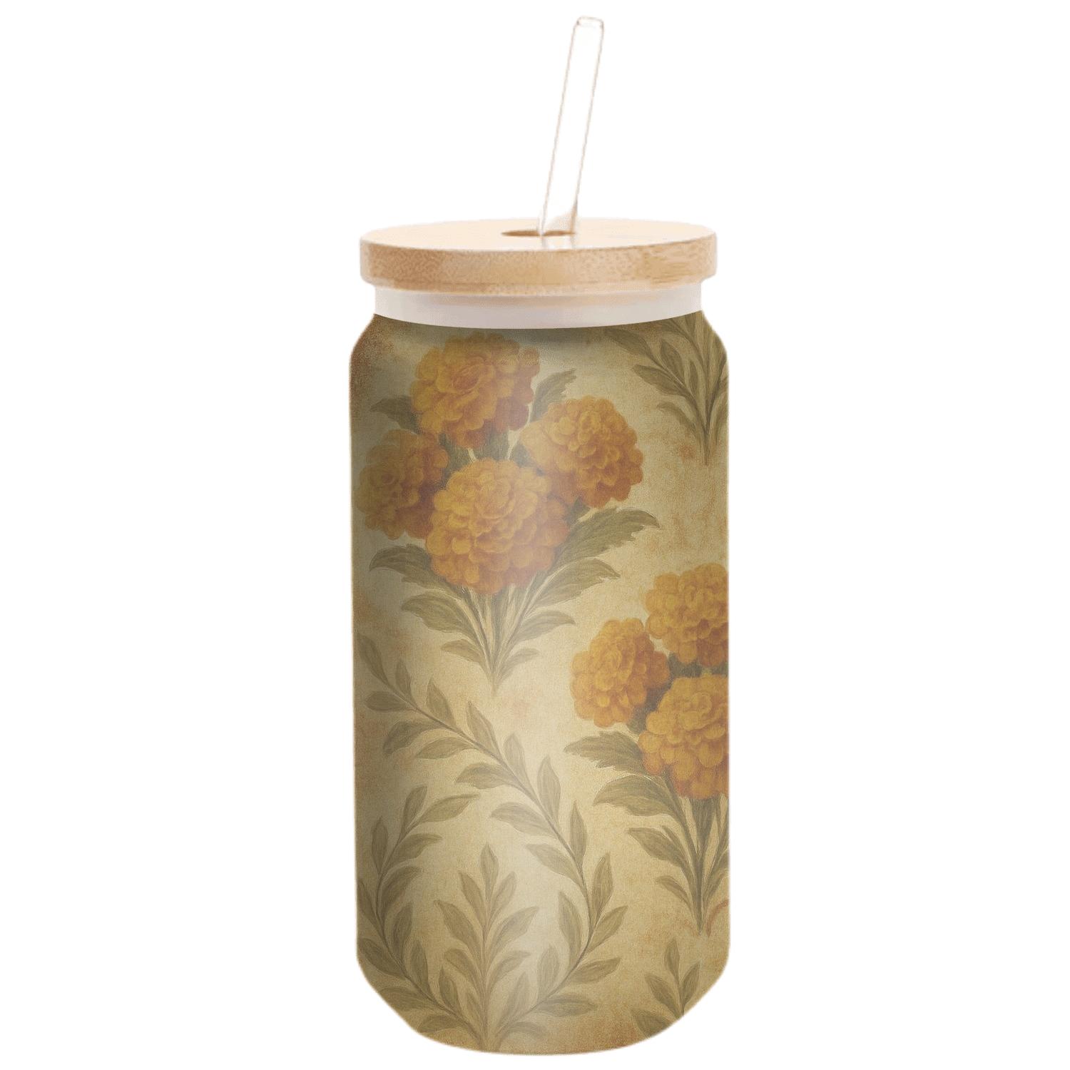 Vintage Marigold Tapestry handcrafted glassware drinkware