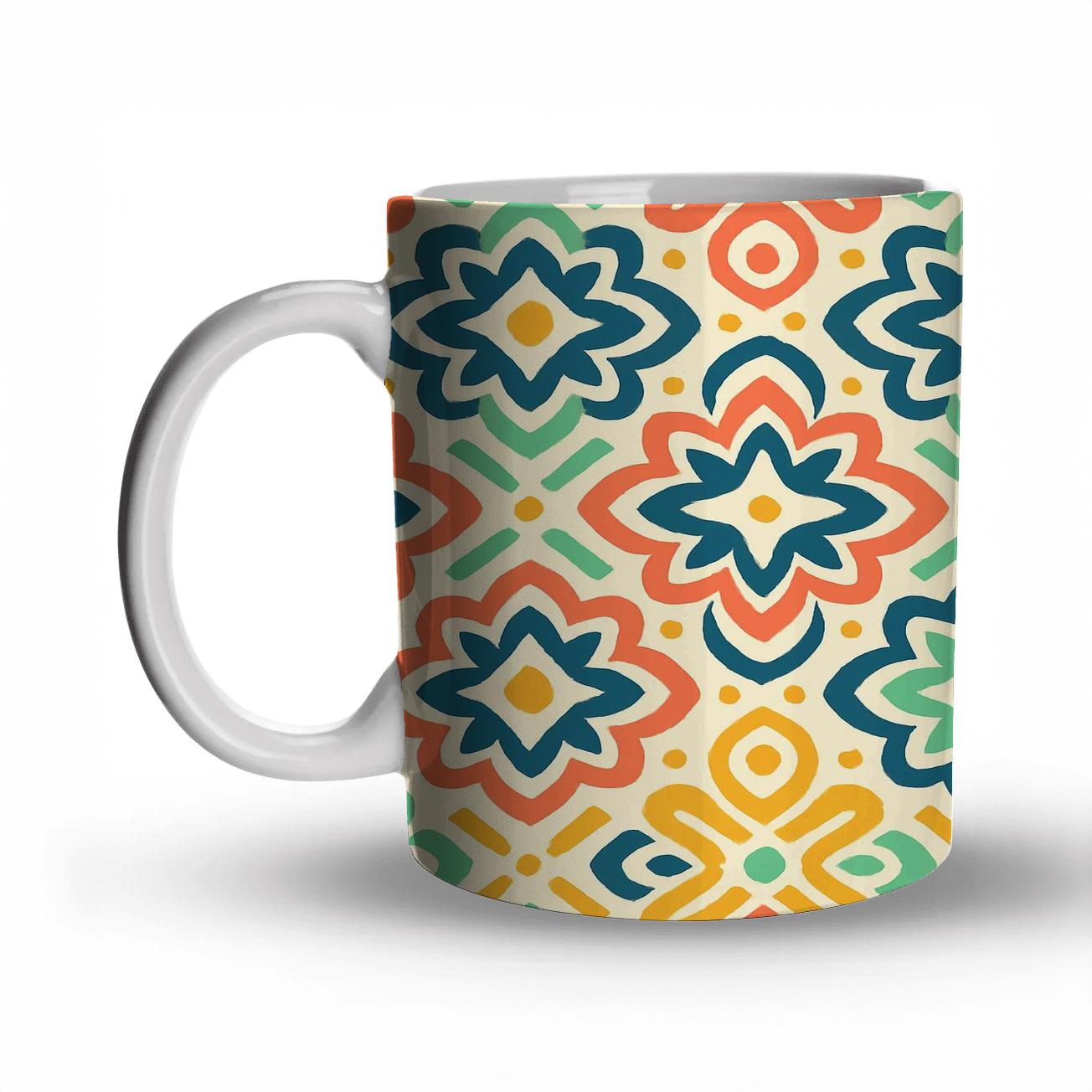Orbiting Chevron Petals travel mugs with handles