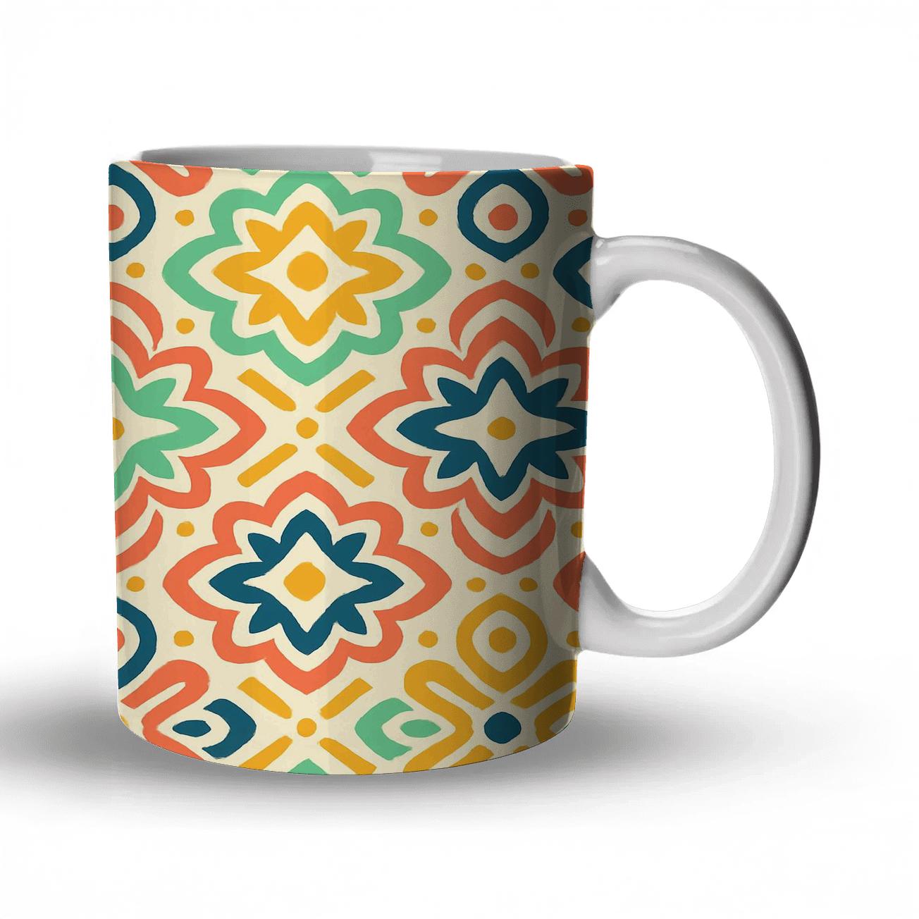 Orbiting Chevron Petals travel mugs with handles