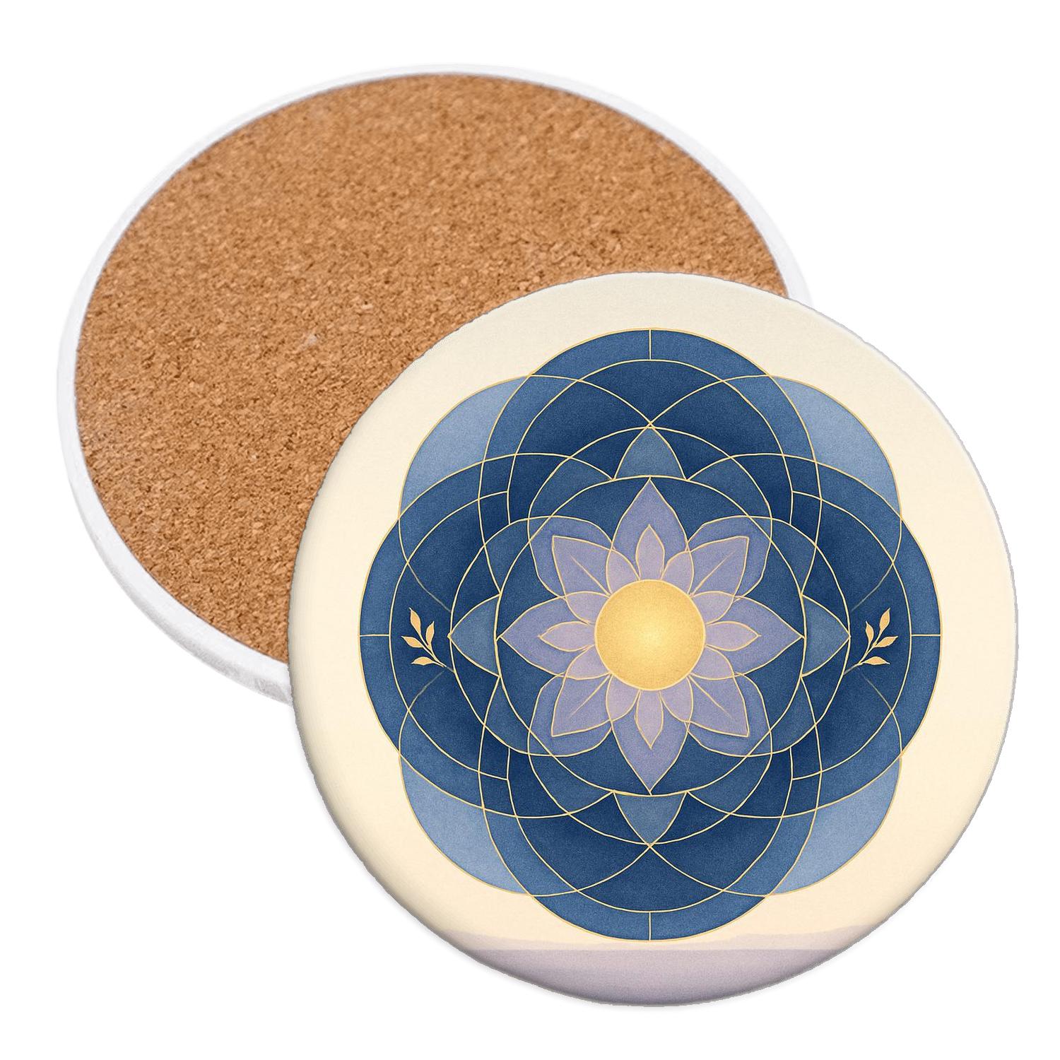 Sacred Geometry Dawn absorbent drink coasters