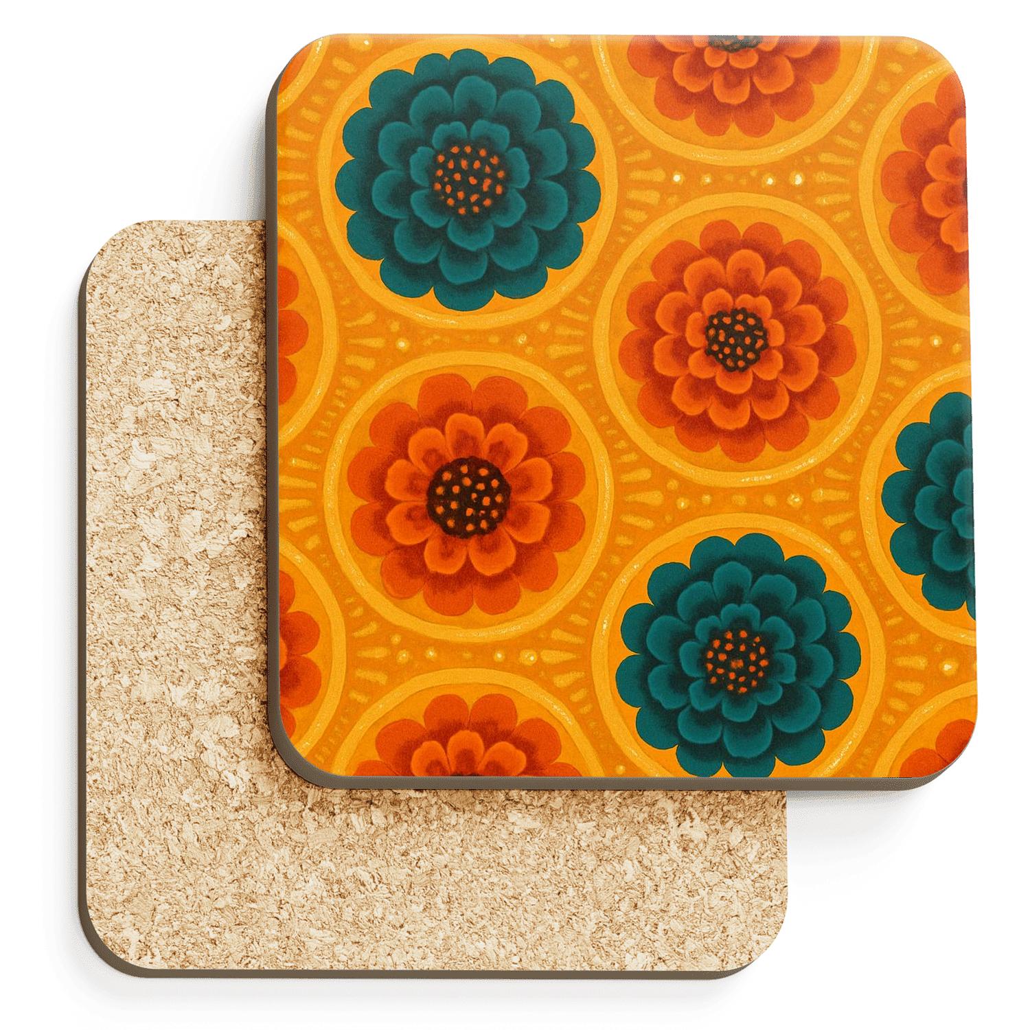 Nebula Marigold Tapestry decorative beverage coasters