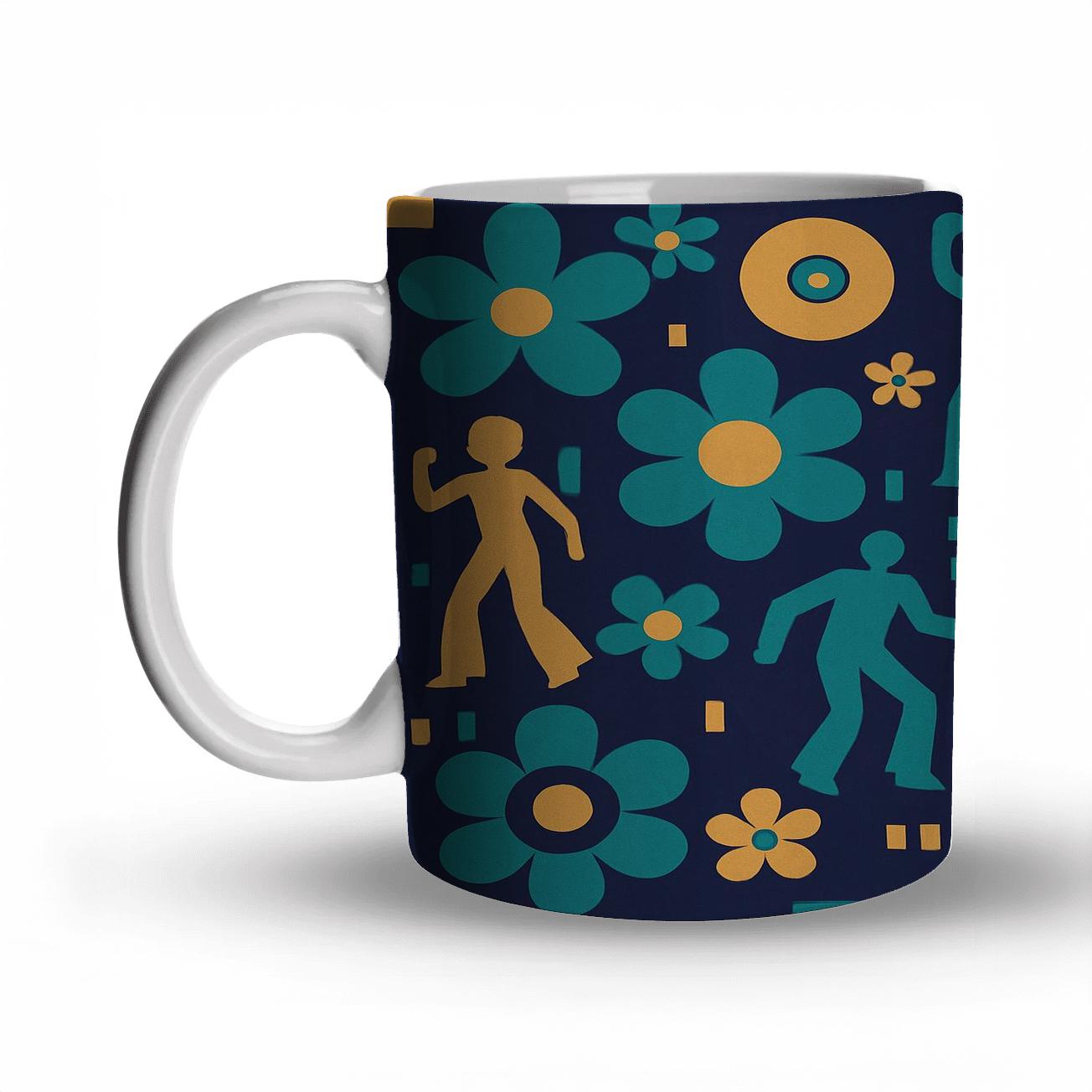 Starlit Disco Florals travel mugs with handles