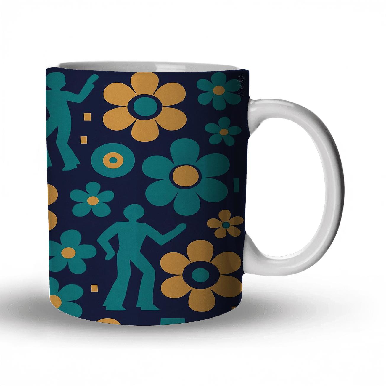 Starlit Disco Florals travel mugs with handles