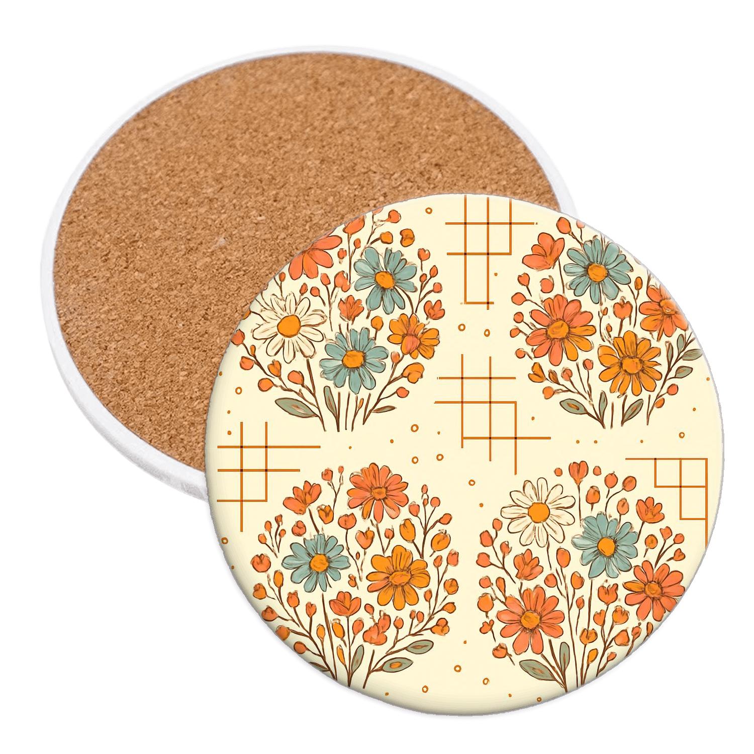 Starlight Wildflower Geometry custom engraved coasters