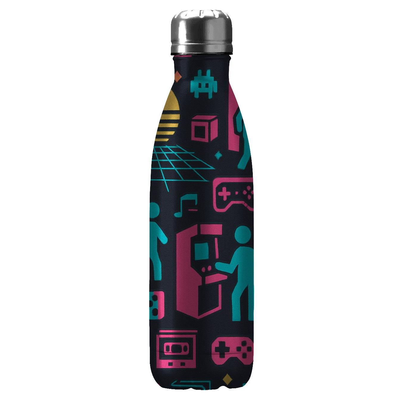 Neon Arcade Grid travel water bottles