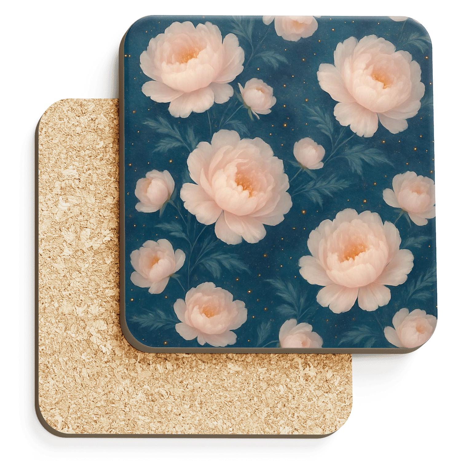 Nebula Peony Cascade decorative beverage coasters