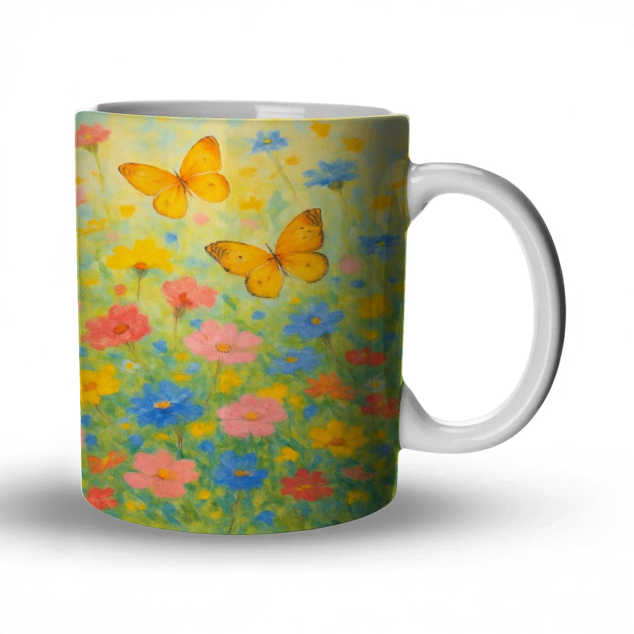 Whimsical Meadow Floral premium drinkware mugs