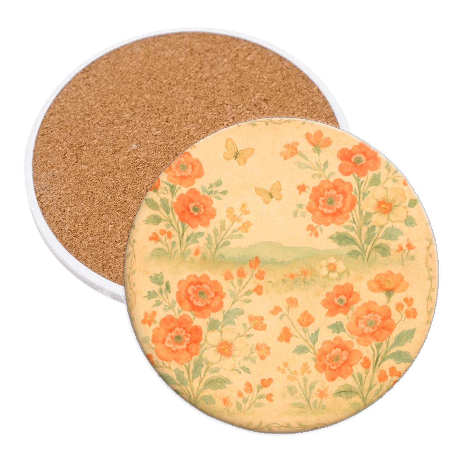 Apricot Meadow Tapestry absorbent drink coasters