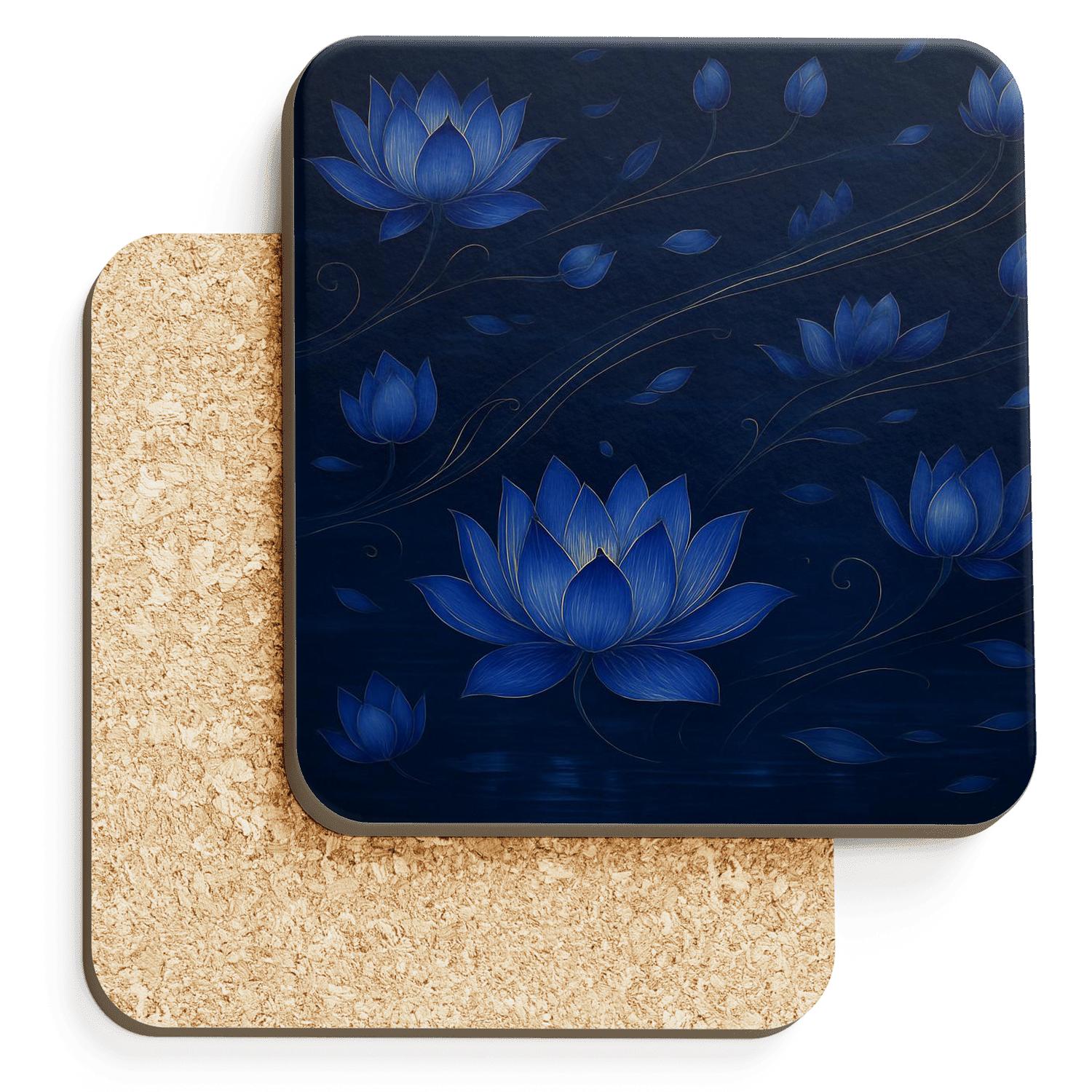 Midnight Lotus Sonata wooden table coasters