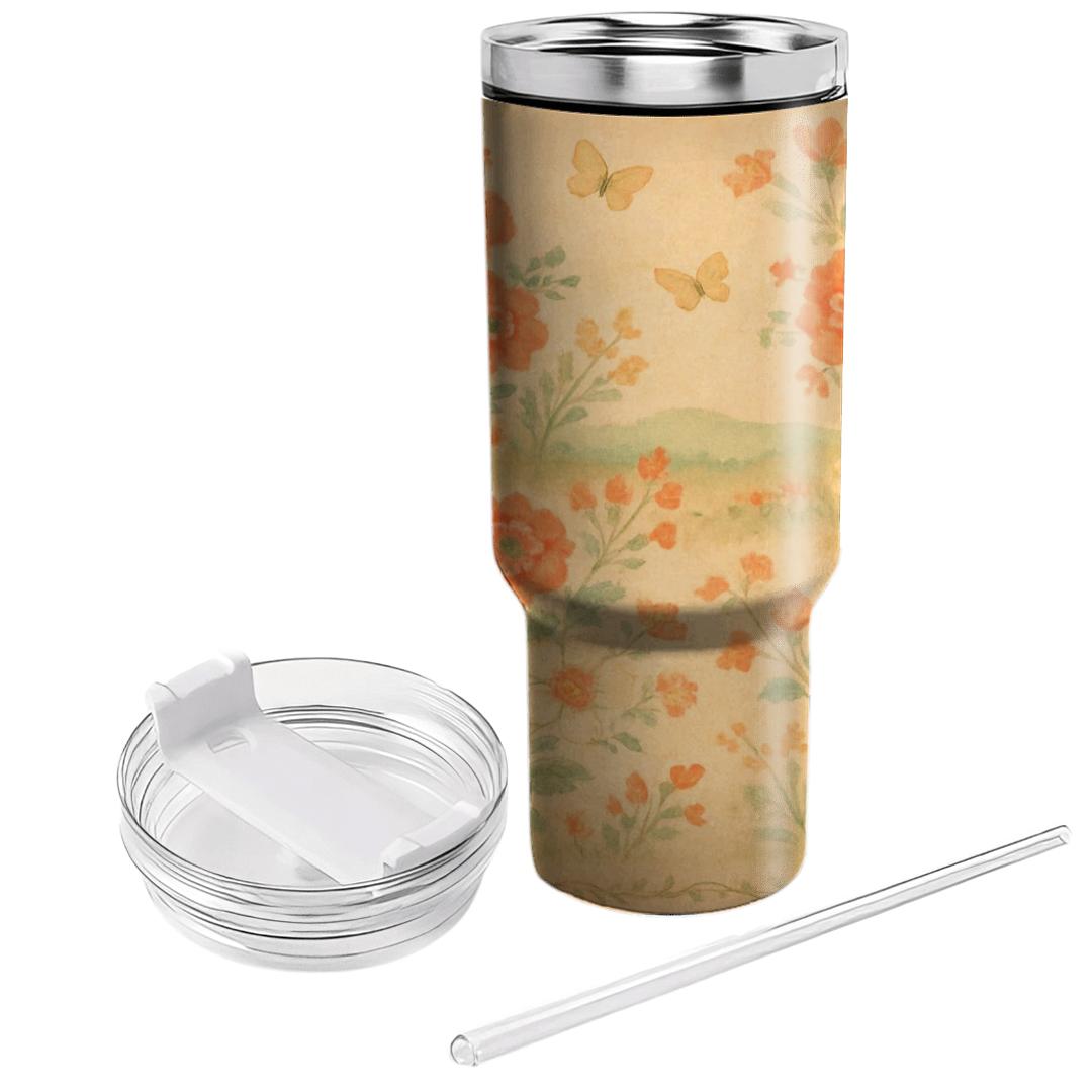 Apricot Meadow Tapestry custom tumblers