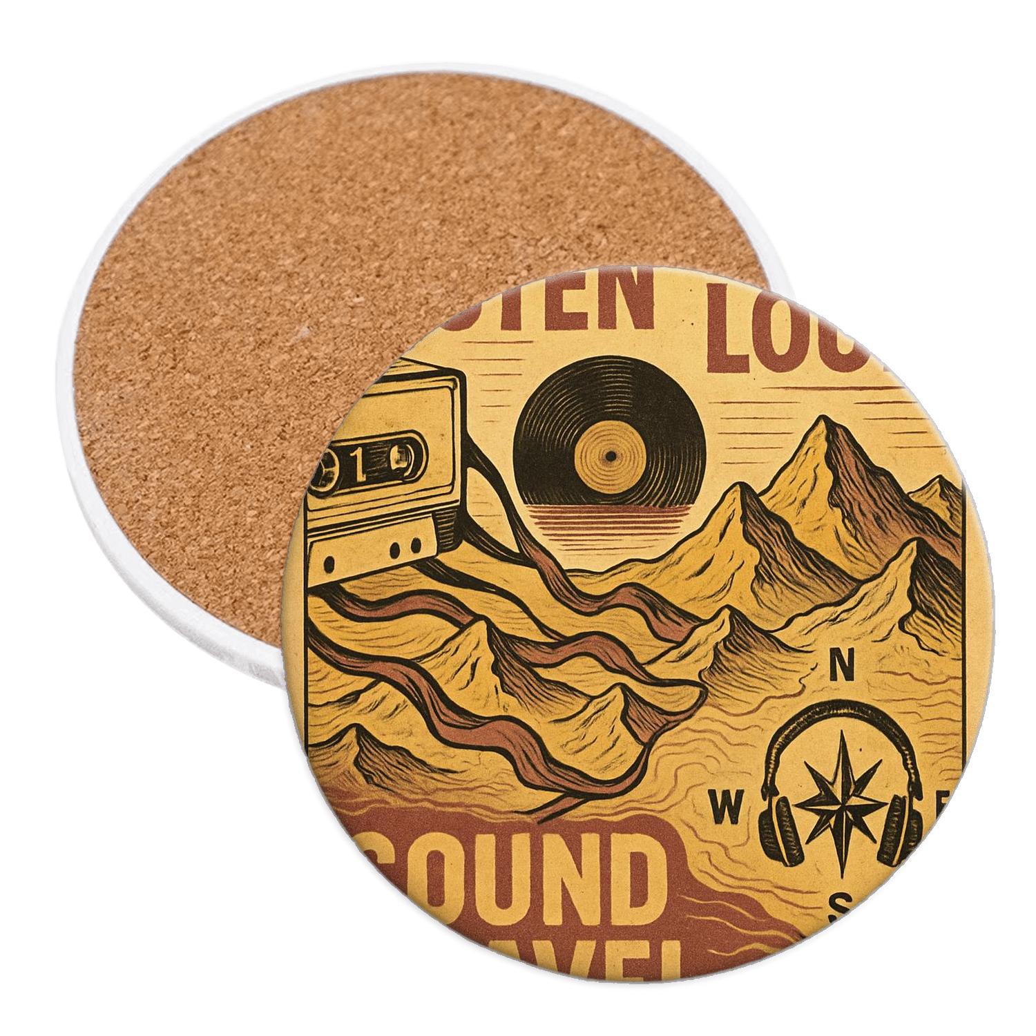 Analog Voyager Cassette Map personalized drink coasters