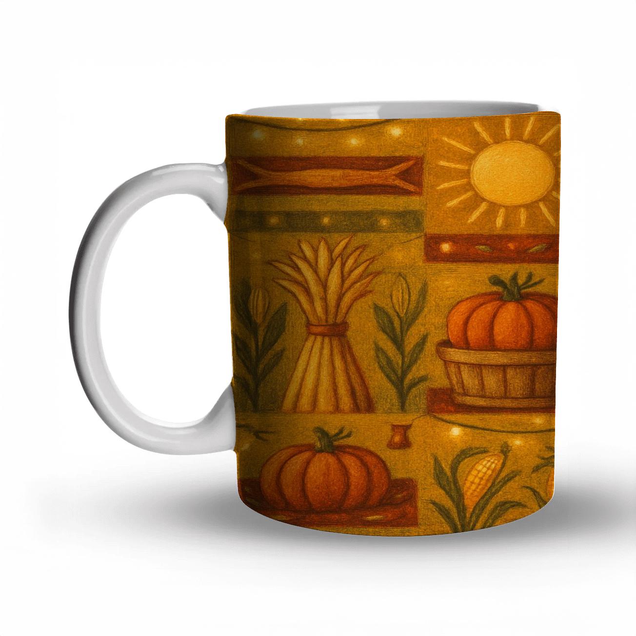 Sunwoven Harvest Tapestry ceramic coffee mugs
