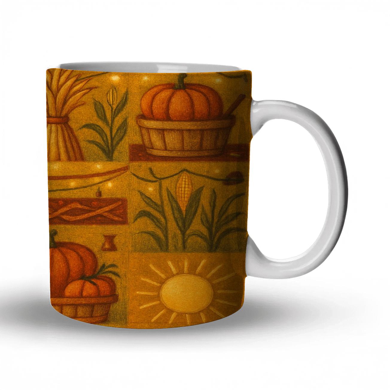 Sunwoven Harvest Tapestry ceramic coffee mugs