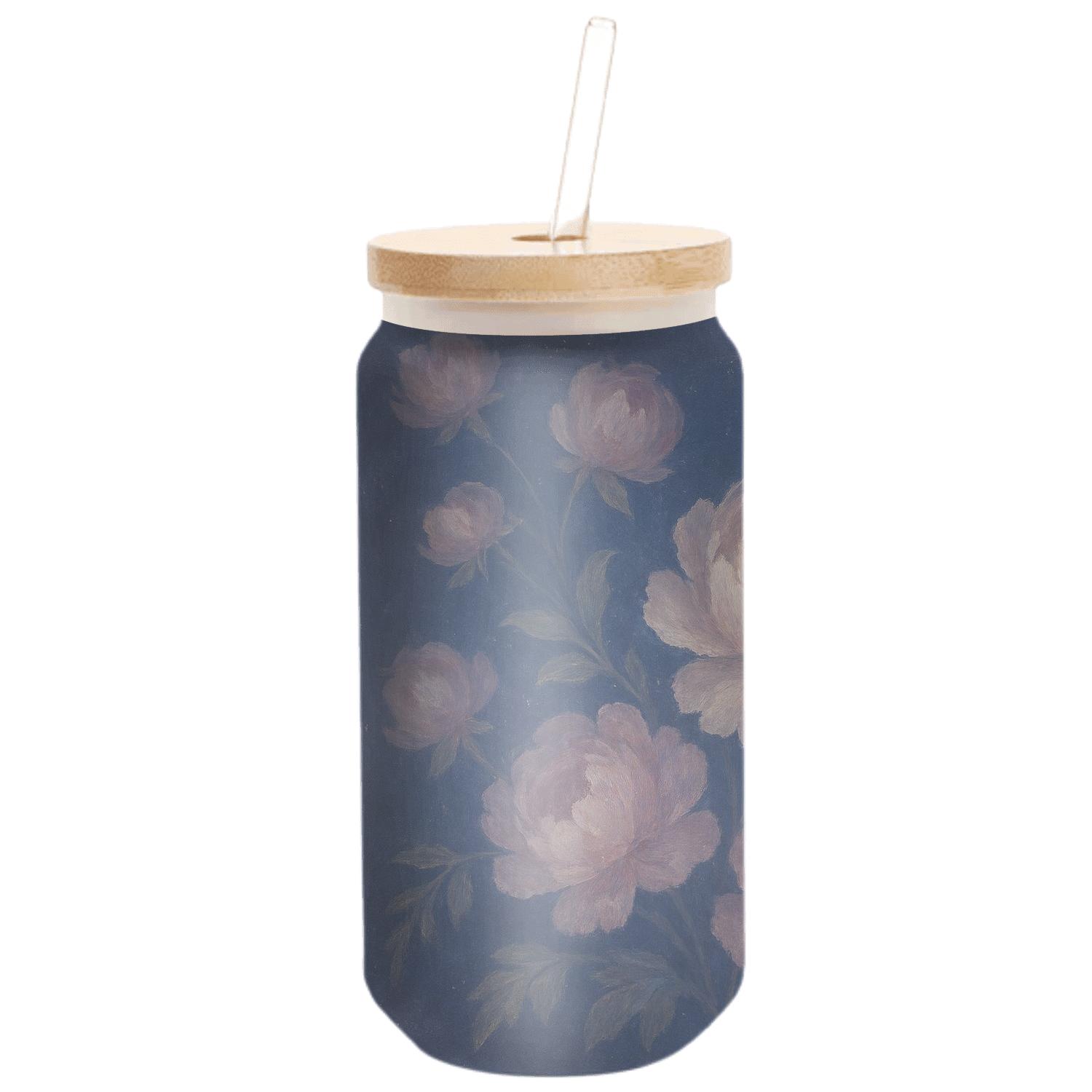 Moonlit Peony Tapestry handcrafted glassware drinkware