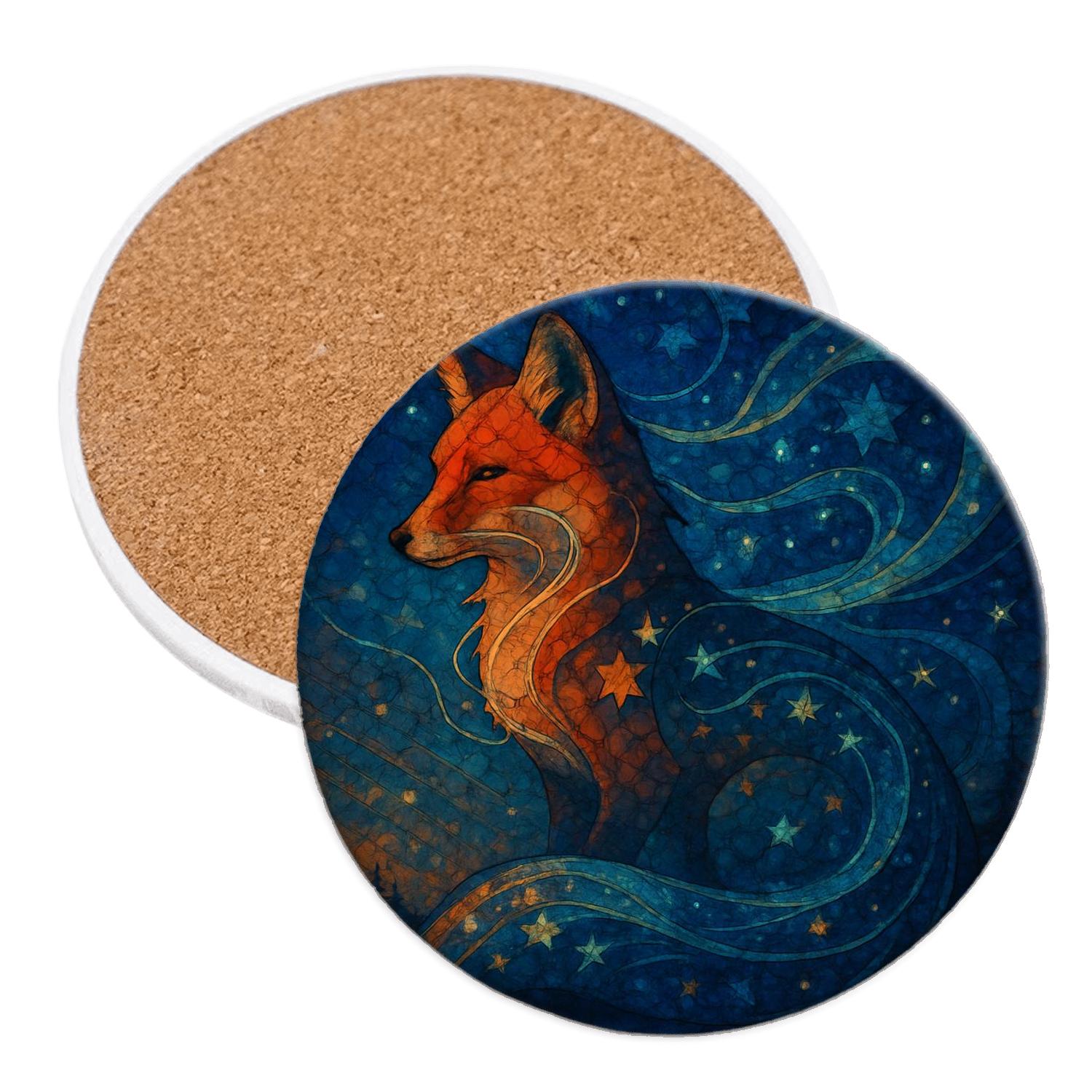 Nebula Fox Mosaic cork coaster sets