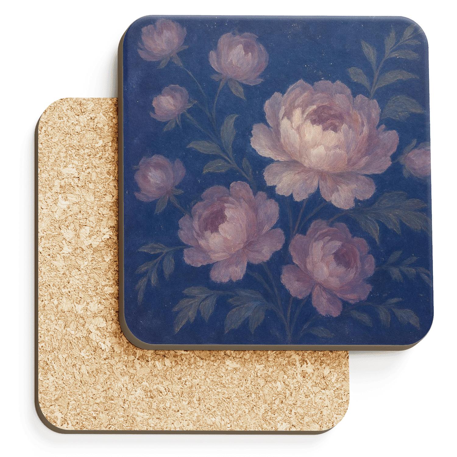Moonlit Peony Tapestry decorative beverage coasters