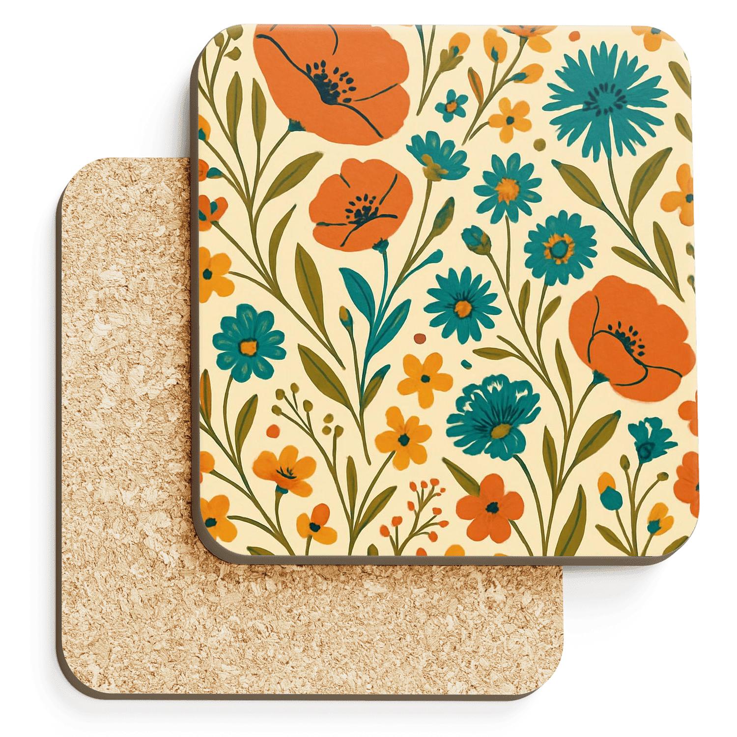 Saffron Wildflower Cascade custom engraved coasters