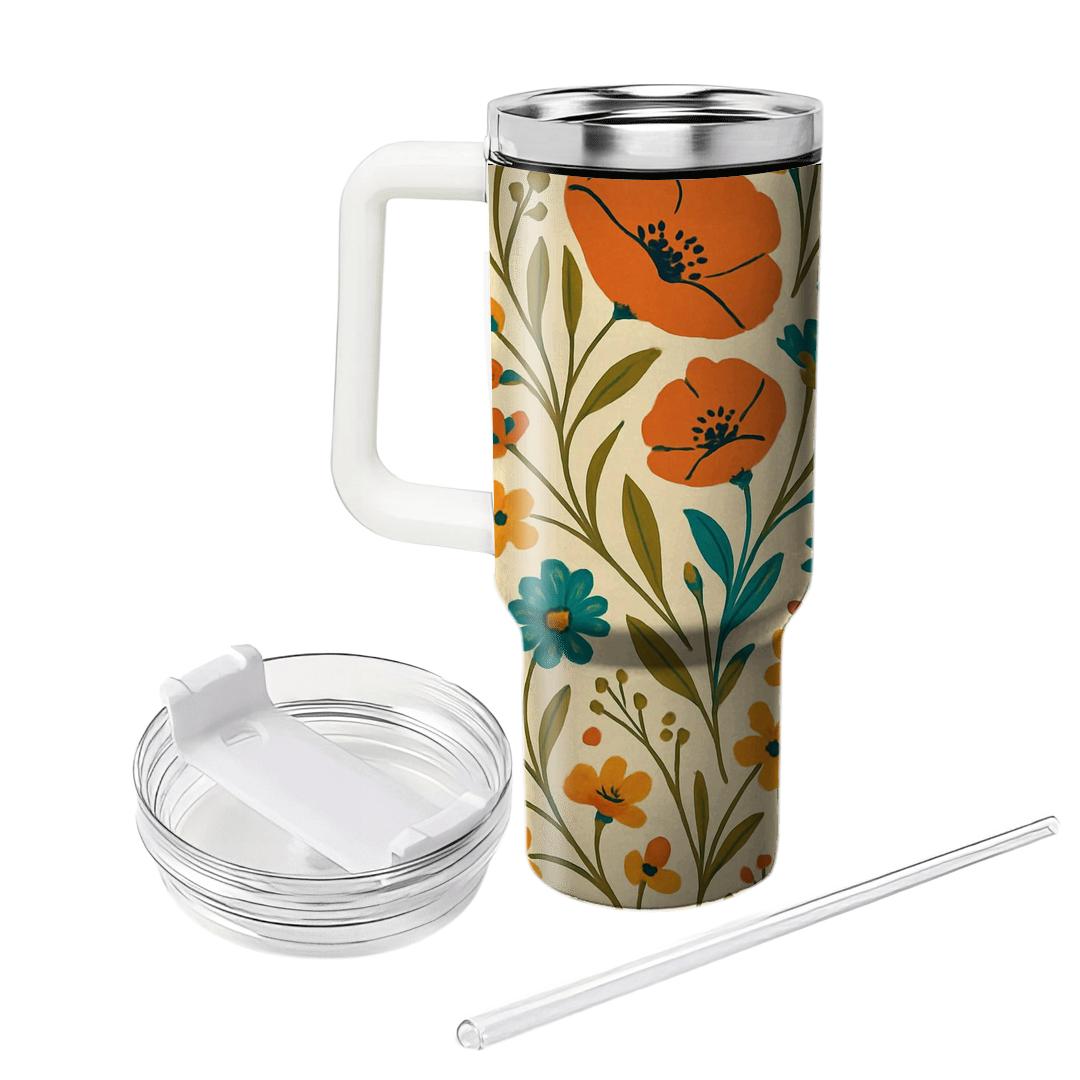 Saffron Wildflower Cascade tumblers with lids