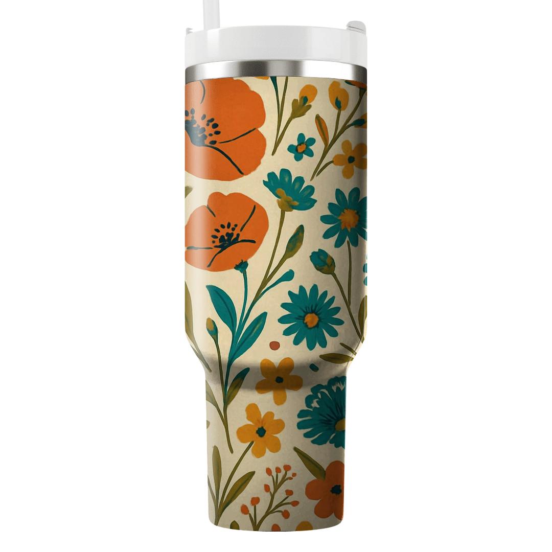 Saffron Wildflower Cascade tumblers with lids