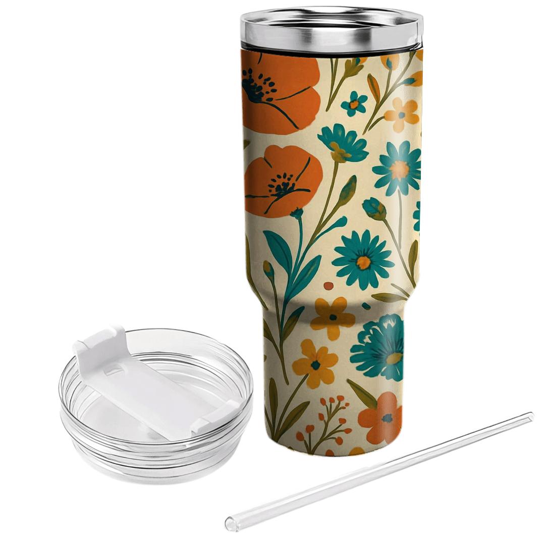 Saffron Wildflower Cascade tumblers with lids
