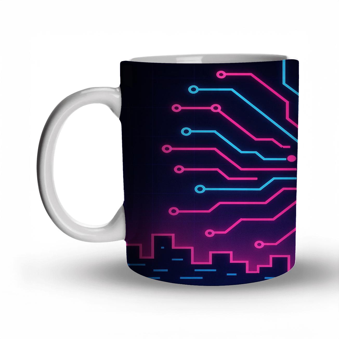 Neon Circuit Groove premium drinkware mugs