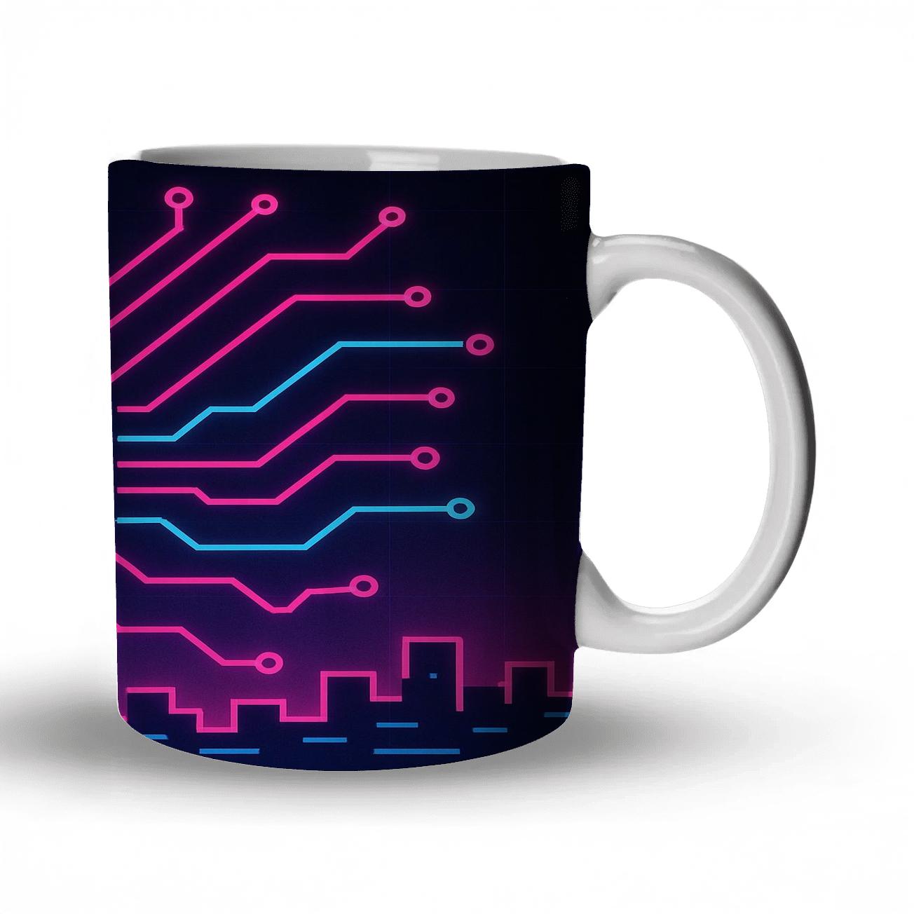 Neon Circuit Groove premium drinkware mugs