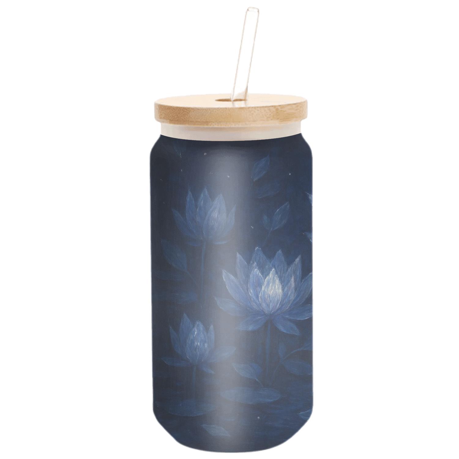 Midnight Lotus Tapestry artisan blown glass drinkware