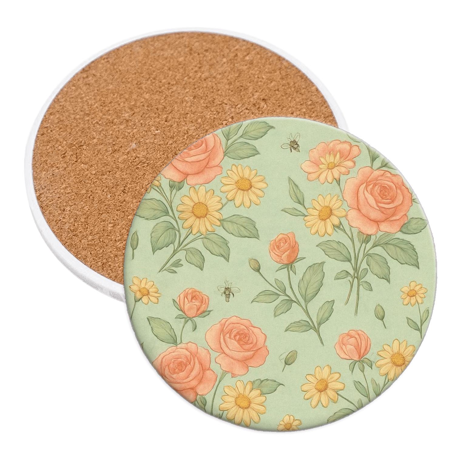 Vintage Meadow Collage wooden table coasters