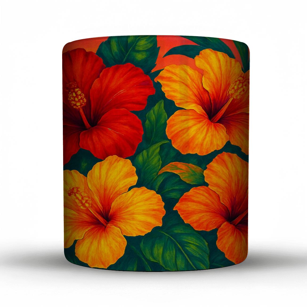 Tropical Sunset Hibiscus Harmony premium drinkware mugs